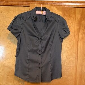 Antilia Femme Black Pinstripe Button-Down Shirt